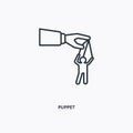 Puppet outline icon. Simple linear element illustration. Isolated line Puppet icon on white background. Thin stroke sign can be