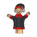 Puppet puppeteer hand line art sketch vector