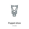 Puppet show outline vector icon. Thin line black puppet show icon, flat vector simple element illustration from editable
