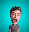 Puppet yawning man with big head Royalty Free Stock Photo