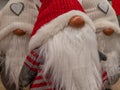 Puppets of Christmas gnomes in a group Royalty Free Stock Photo