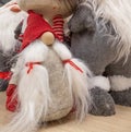 Puppets of Christmas gnomes in a group Royalty Free Stock Photo