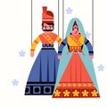 Indian hanging puppets King and Queen Royalty Free Stock Photo