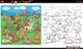 Puppies and dogs characters coloring book page Royalty Free Stock Photo