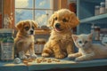 Puppies and Kitten Playtime Royalty Free Stock Photo