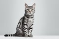 a cat puppy american shothair on gray isolated background generative ai Royalty Free Stock Photo