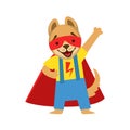 Puppy Animal Dressed As Superhero With A Cape Comic Masked Vigilante Character