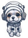 Puppy with an astronaut outfit