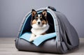 Puppy In Box Travel Pet Carrier Pet Bed With Soft Blanket Travel Dog Bags For Sale Royalty Free Stock Photo