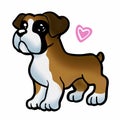 Puppy boxer heart cartoon