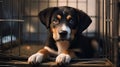 puppy dog in a crate Royalty Free Stock Photo