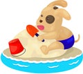 puppy dog playing sand beach Royalty Free Stock Photo