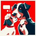 Puppy and dog with speech bubble. in retro style Generative AI Royalty Free Stock Photo