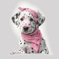 Puppy Fashionista: Dalmatian in a Stylish Headband Bandana AI Generated