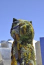 Puppy Floral Sculpture details front of Guggenheim Museum building from Bilbao city in Basque Country of Spain