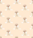 Puppy Golden Retriever Dog Bride on Beige Ivory Background. Vector Illustration.