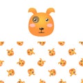 Puppy Head Icon And Pattern