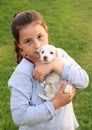 Puppy holded in kids hands