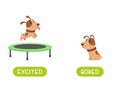 Puppy jumping and sad sitting illustration with typography.