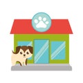 puppy little brown pet shop facade paw print