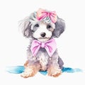 Puppy Love: Sweet Poodle Pup Wearing a Floral Bandana and Glasses AI Generated