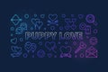 Puppy love vector colored linear banner on dark background Royalty Free Stock Photo