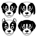 Puppy' muzzle. Set of vector illustrations