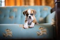 puppy on a pawprint designed small couch