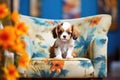 puppy on a pawprint designed small couch