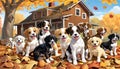 Puppy pet family dog pups family portrait Royalty Free Stock Photo