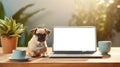 Puppy pug wearing eyeglasses ai generated laptop template