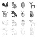 Puppy, rodent, rabbit and other animal species.Animals set collection icons in outline,monochrome style vector symbol Royalty Free Stock Photo