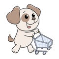 Puppy with shopping cart