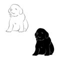 Puppy silhouette and outline