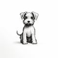 Minimalist Black And White Dog Drawing: Charming Character Illustration