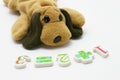 Puppy stuffed toy learning arithmetic