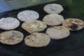 Pupusas in street restaurant Royalty Free Stock Photo