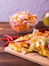 Pupuseria, pupusa - corn flour tortillas with cheese and beans Royalty Free Stock Photo