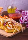 Pupuseria, pupusa - corn flour tortillas with cheese and beans Royalty Free Stock Photo