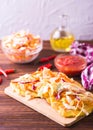 Pupuseria, pupusa - corn flour tortillas with cheese and beans Royalty Free Stock Photo