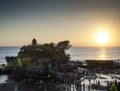 Pura Goa Lawah hindu temple sunset silhouette in bali indonesia