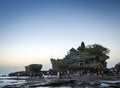 Pura tanah lot hindu temple sunset silhouette in bali indonesia