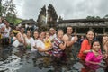PURA TIRTA EMPUL, BALI, INDONESIA - AUGUST 17, 2016 - Balinese people at the temple for full moon celebration