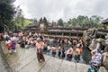 PURA TIRTA EMPUL, BALI, INDONESIA - AUGUST 17, 2016 - Balinese people at the temple for full moon celebration