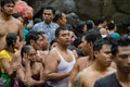 PURA TIRTA EMPUL, BALI, INDONESIA - AUGUST 17, 2016 - Balinese people at the temple for full moon celebration