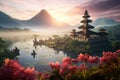 Pura Ulun Danu Bratan in Bali, Indonesia, A beautiful view of Ulun Danu Batur temple in Bali, Indonesia, AI Generated