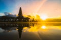 Pura Ulun Danu Bratan bali indonesia, Hindu temple on Bratan lake landscape Royalty Free Stock Photo