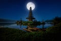 Pura Ulun Danu Bratan, Hindu temple with boat on Bratan lake lan