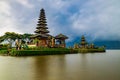 Pura Ulun Danu Bratan temple. Balinese landmark. Water reflection. Slow shutter speed. Bratan lake, Bali, Indonesia Royalty Free Stock Photo