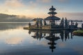 Pura Ulun Danu Bratan temple and reflection, landmark of Bali is Royalty Free Stock Photo